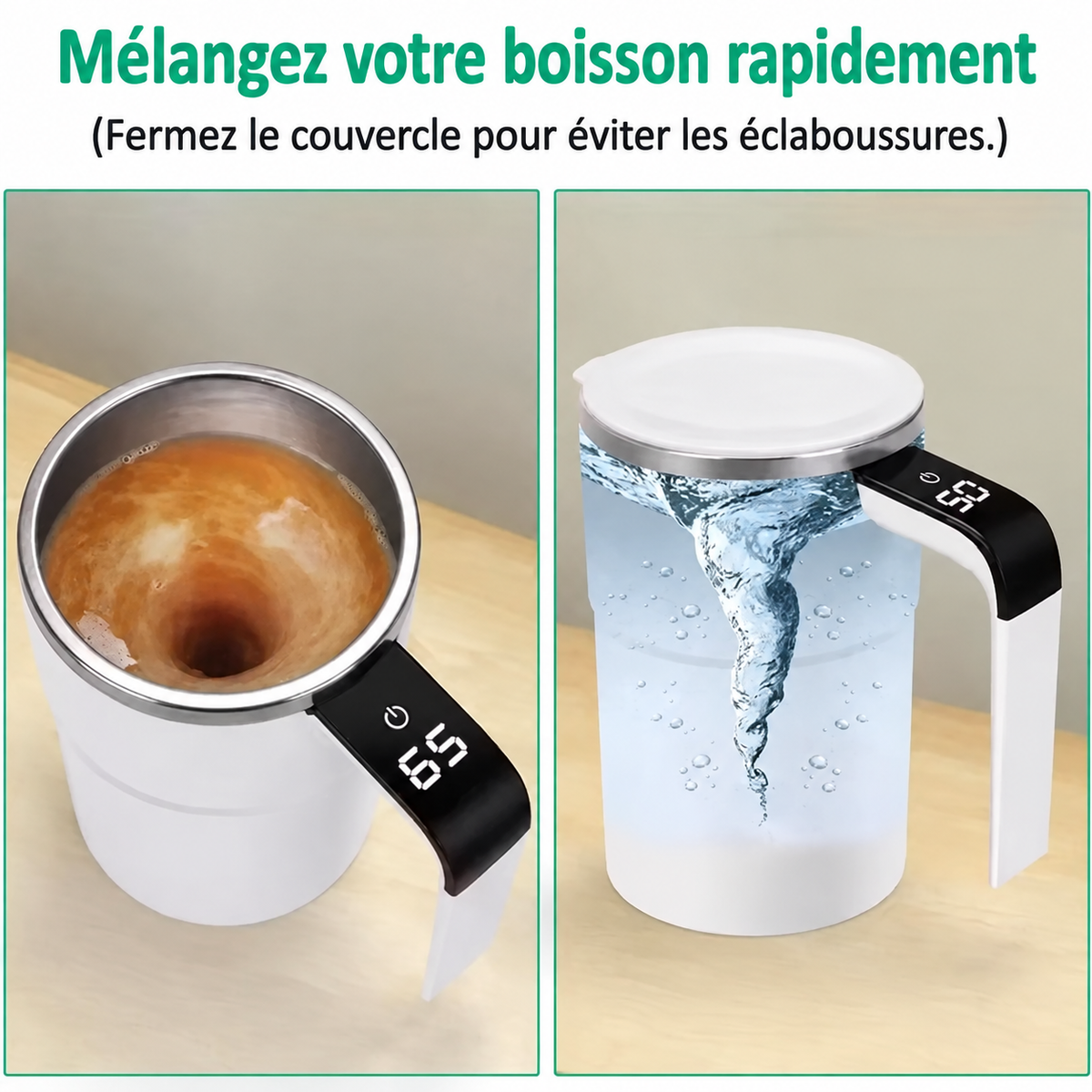 Mélange de la boisson avec rappel de fermer le couvercle