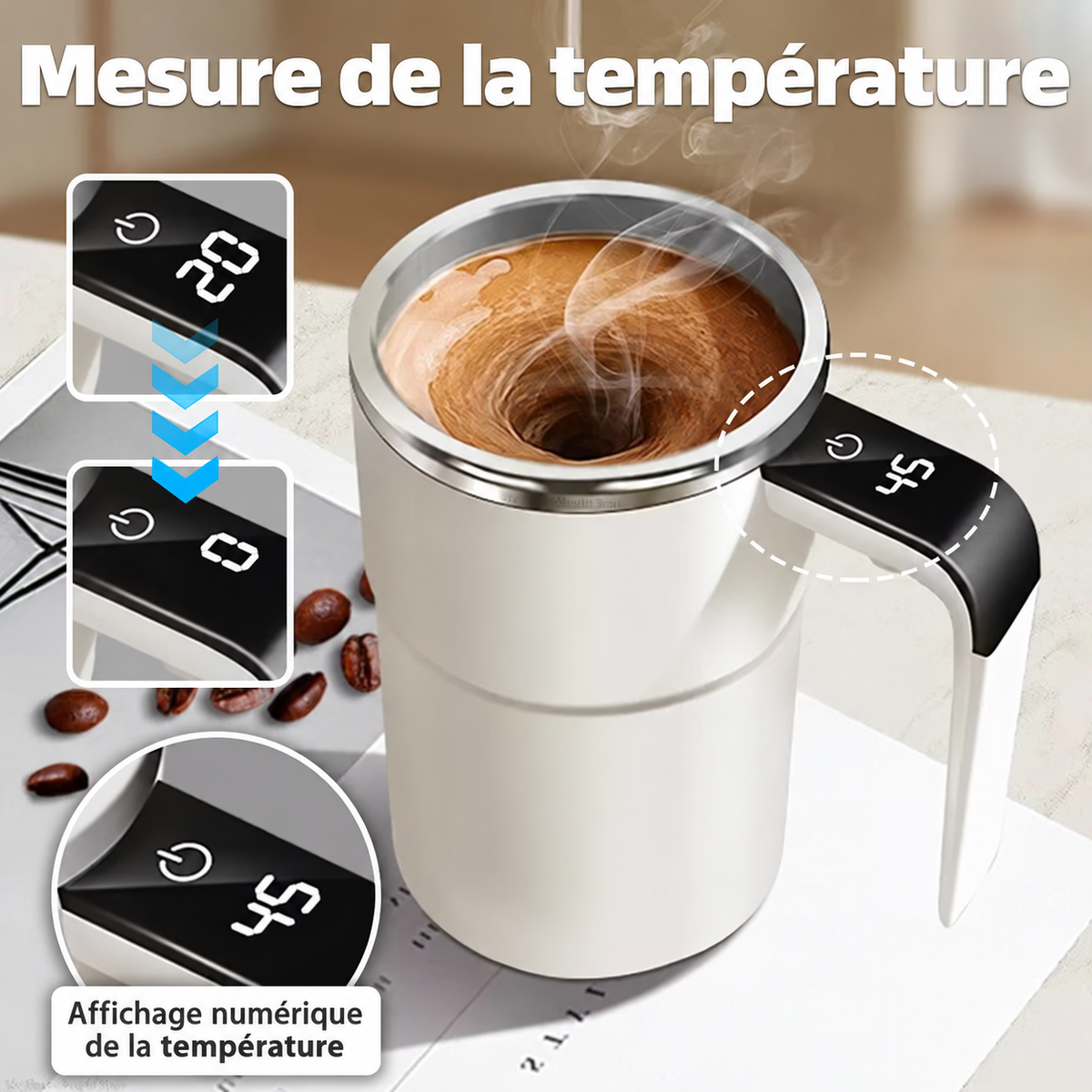 Mesure de la température : affichage numérique du mug